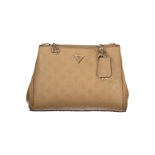 Beige Polyurethane Women's Handbag