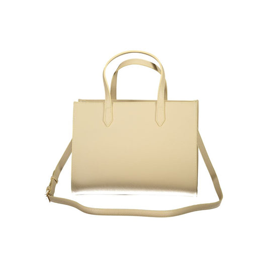 Beige Polyurethane Women Handbag
