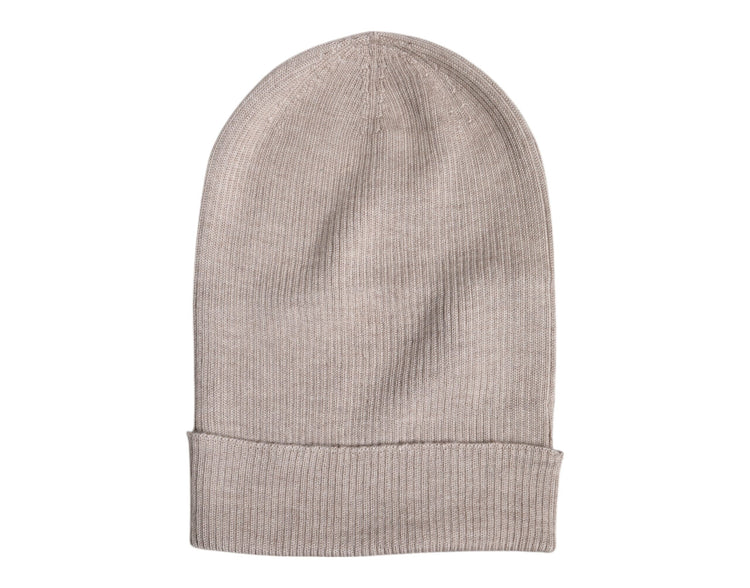 Beige Cashmere Knitted Winter Beanie Hat