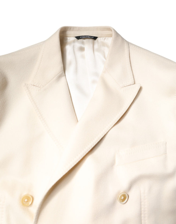 Beige Cashmere Double Breasted Coat Blazer