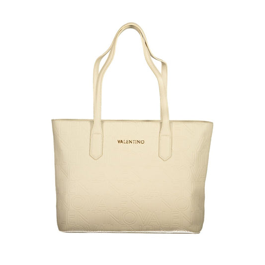 Beige Polyurethane Women Handbag