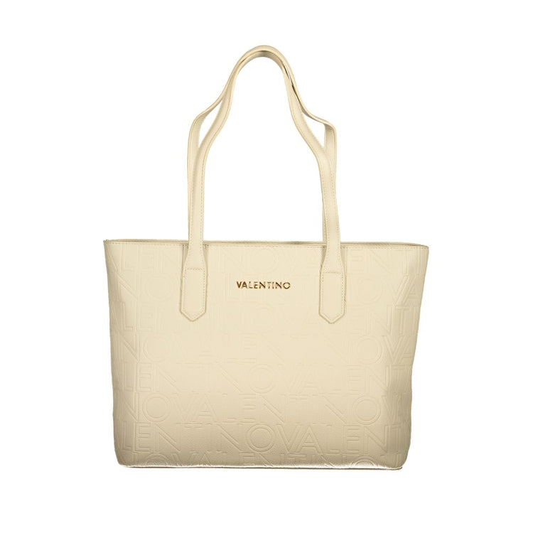 Beige Polyurethane Women Handbag