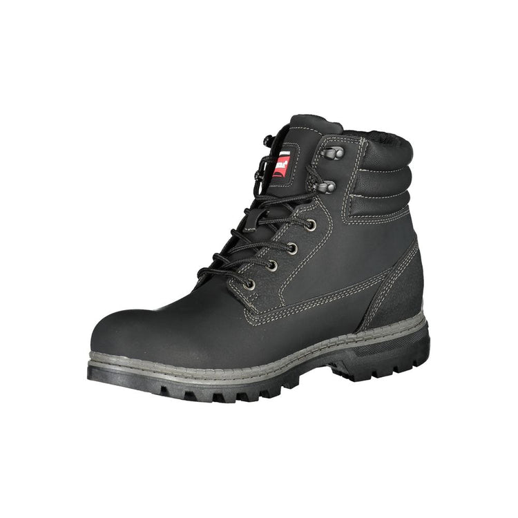 Black Polyester Men Boot