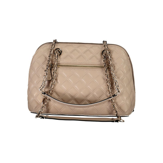 Beige Polyurethane Women Handbag