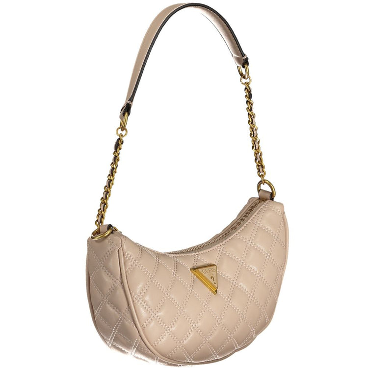 Beige Polyurethane Women Handbag