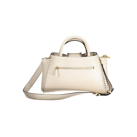 Beige Polyurethane Women Handbag