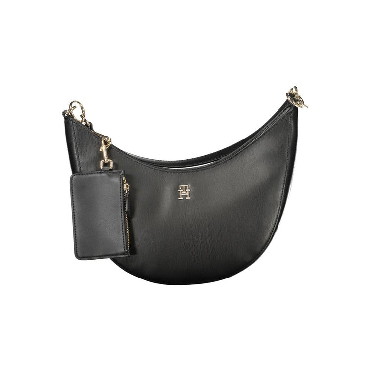 Black Polyurethane Women's Shoulder Bag