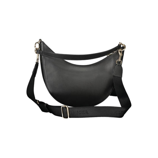 Black Polyurethane Women's Shoulder Bag