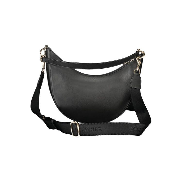 Black Polyurethane Women's Shoulder Bag