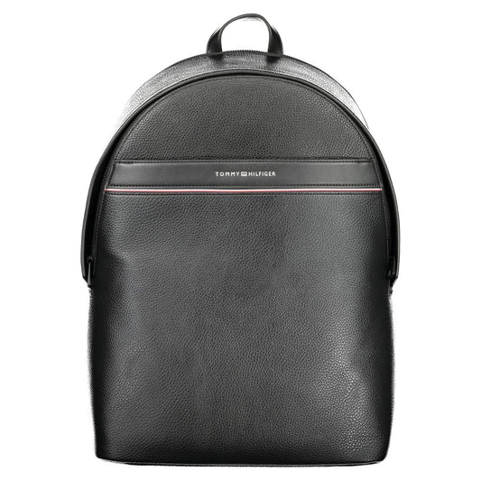 Black Polyurethane Men Backpack