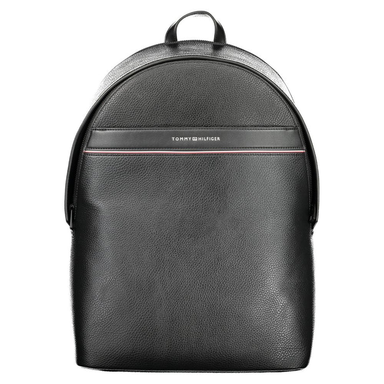 Black Polyurethane Men Backpack