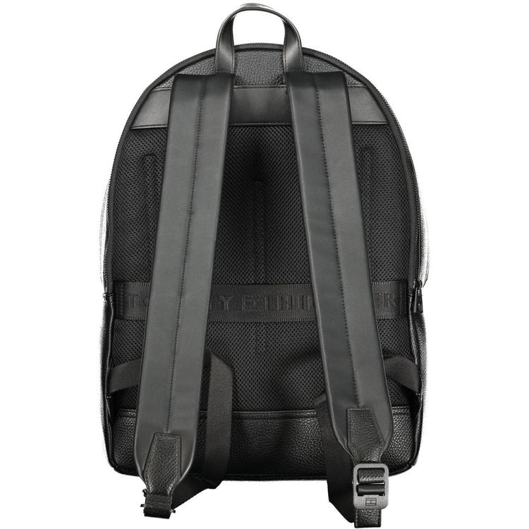 Black Polyurethane Men Backpack