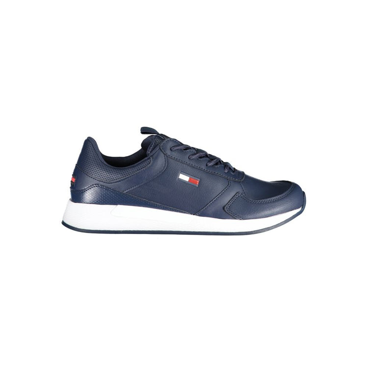 Blue Polyurethane Men Sneaker