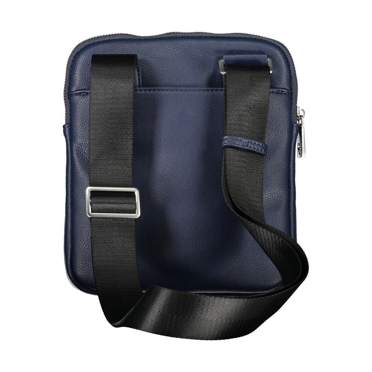 Blue Polyurethane Men's Shoulder Bag