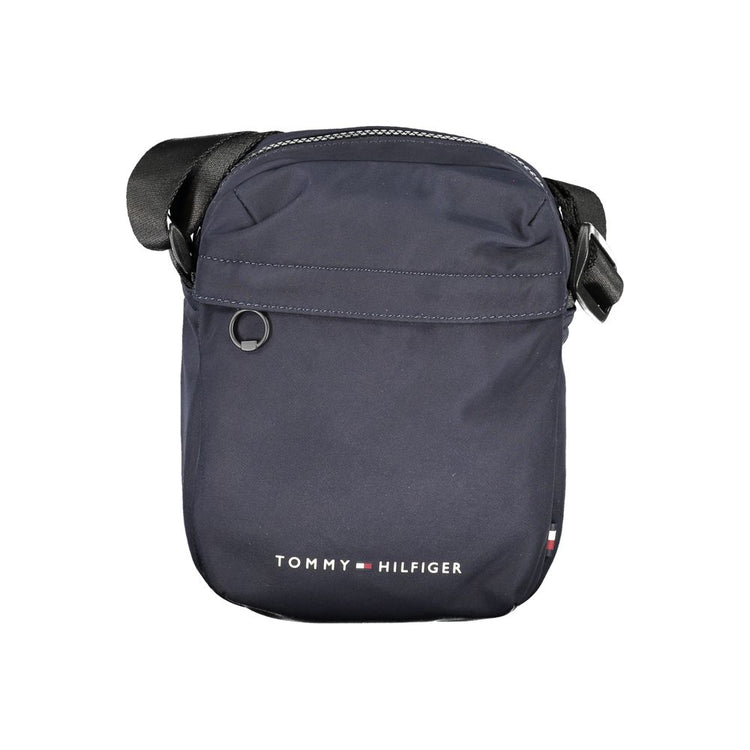 Blue Recycled Polyester Men Shoulder Bag