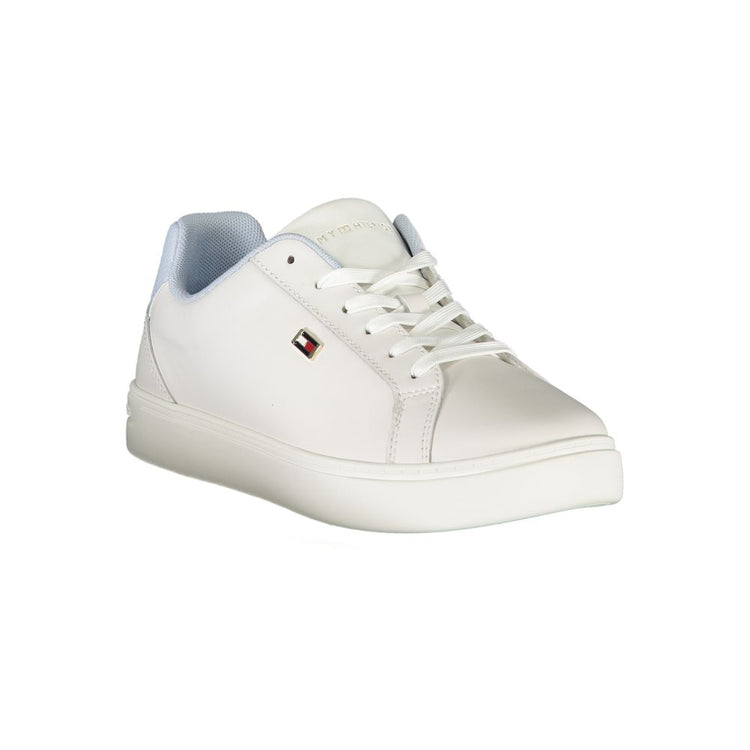 White Polyester Athletic Sneakers