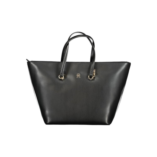 Black Polyurethane Women Handbag