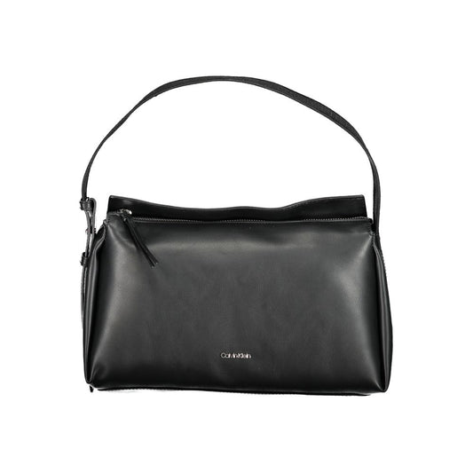 Black Polyester Women Handbag