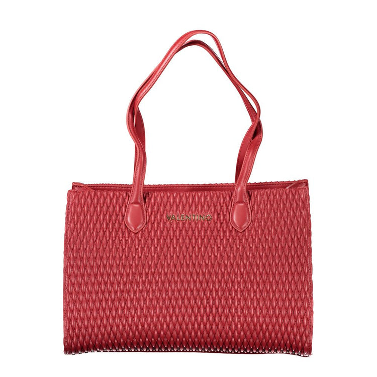 Red Polyurethane Women Shoulder Bag