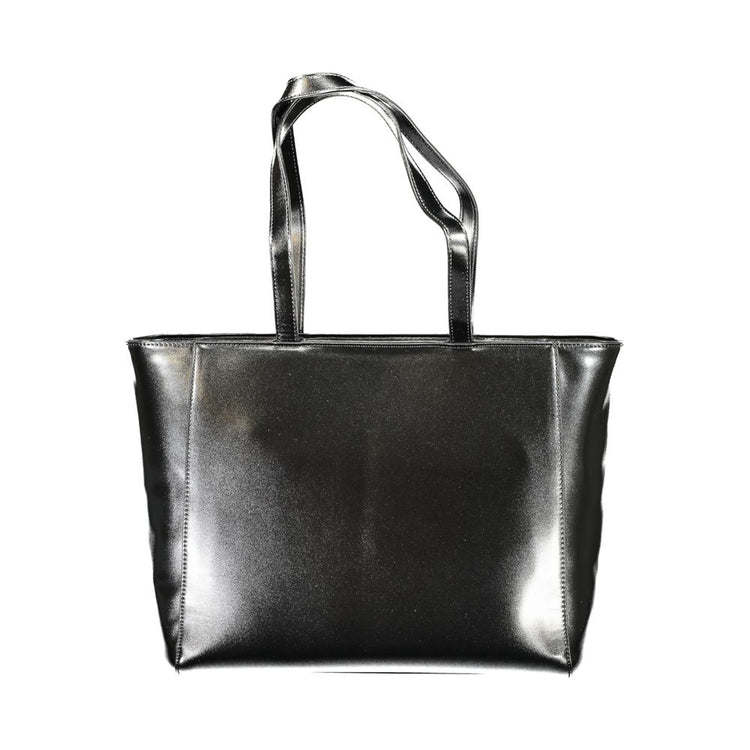 Black Polyurethane Women Shoulder Bag