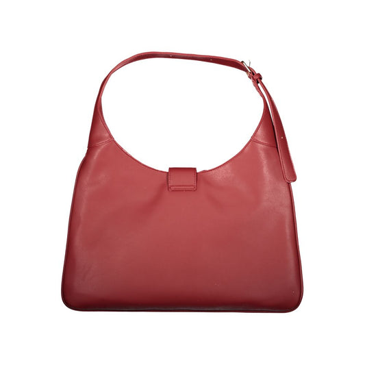 Red Polyurethane Women Handbag