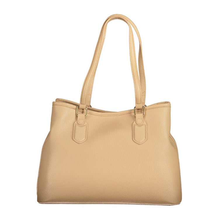 Beige Polyethylene Women Handbag
