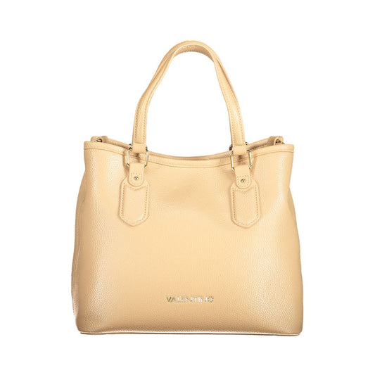 Beige Polyurethane Women Handbag