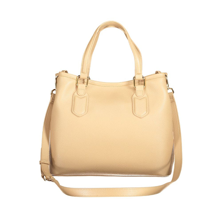 Beige Polyurethane Women Handbag
