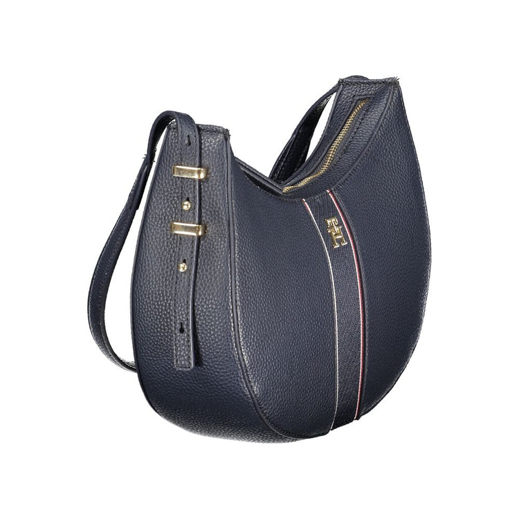 Blue Polyurethane Women Handbag