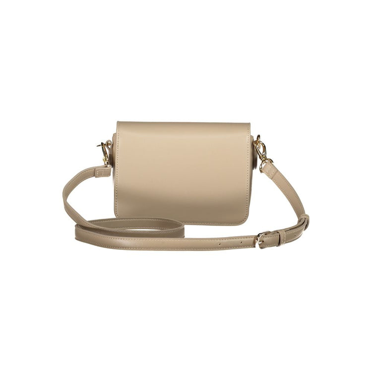 Beige Polyurethane Women Handbag