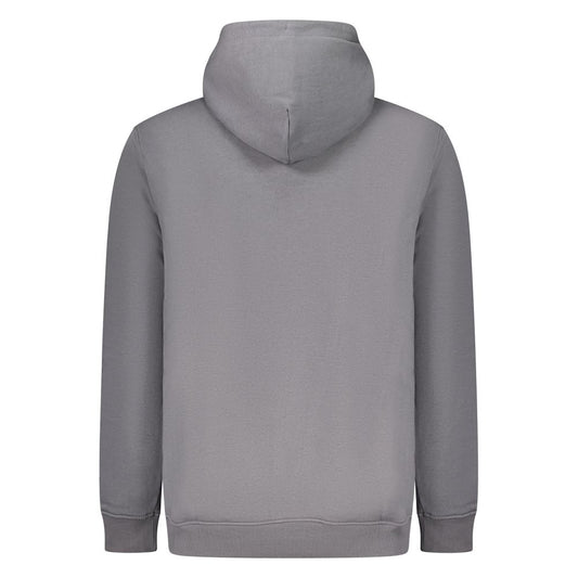 Grigio Cotton Men Sweatshirt Hooded Embroidery Pocket