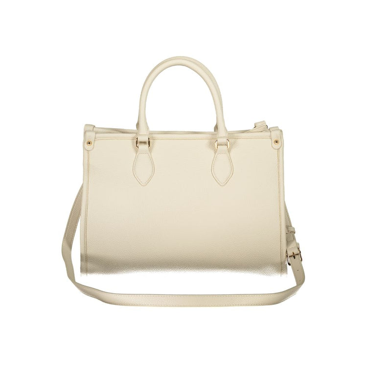 Beige Polyurethane Women Handbag