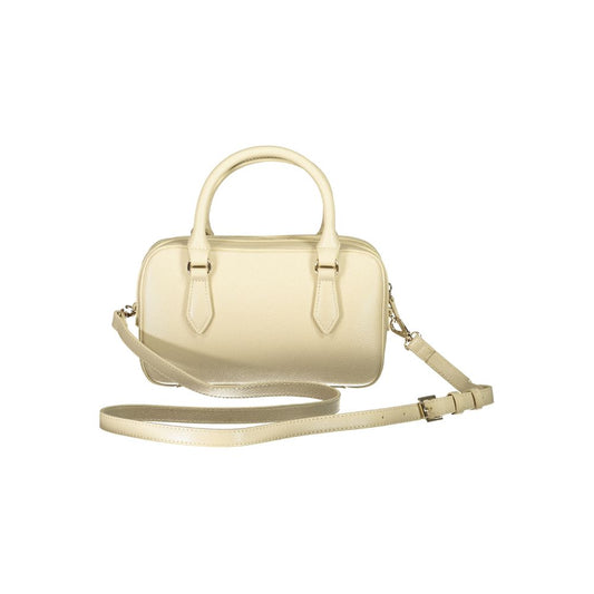 Beige Polyurethane Women Handbag