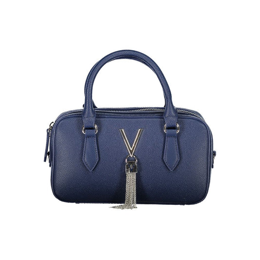Blue Polyurethane Women Handbag