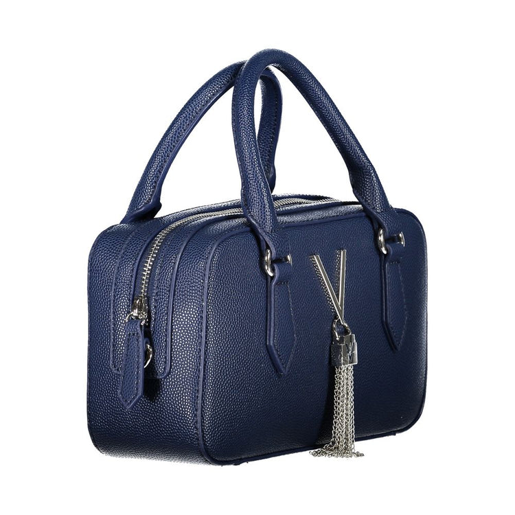 Blue Polyurethane Women Handbag