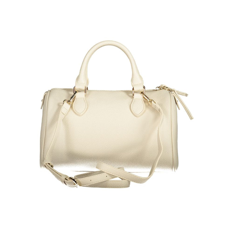 Beige Polyurethane Women Handbag