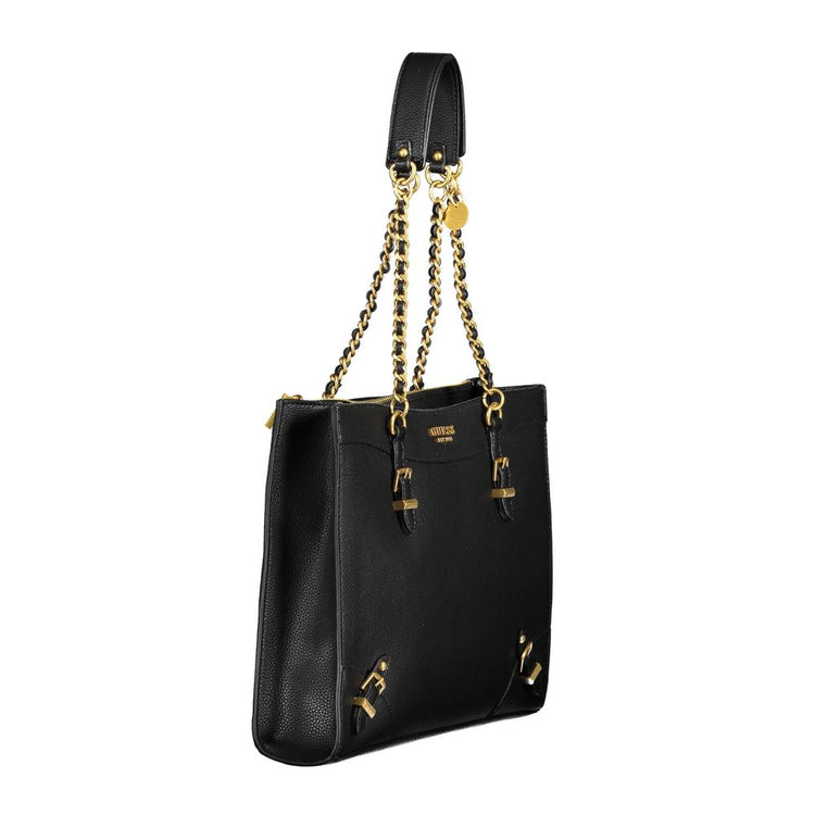 Black Polyurethane Women Handbag