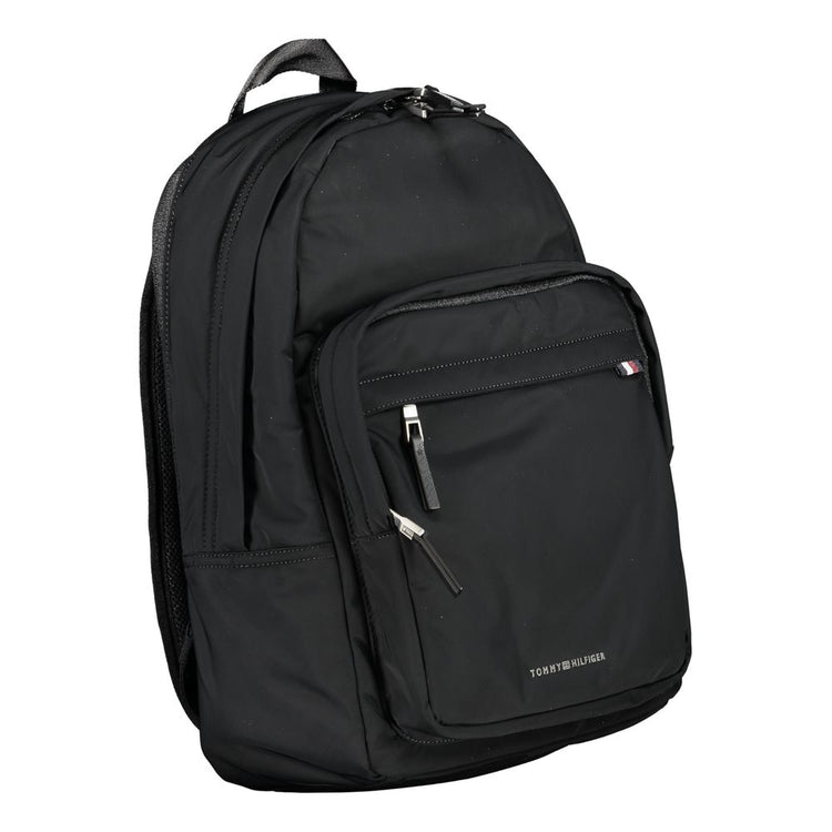 Black Polyester Men Backpack
