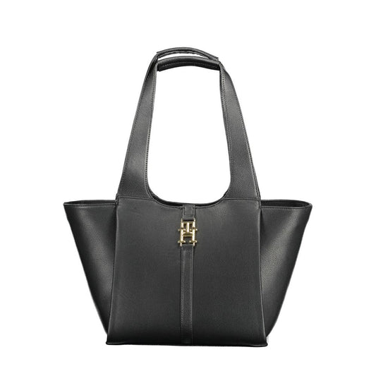 Black Polyurethane Women Handbag