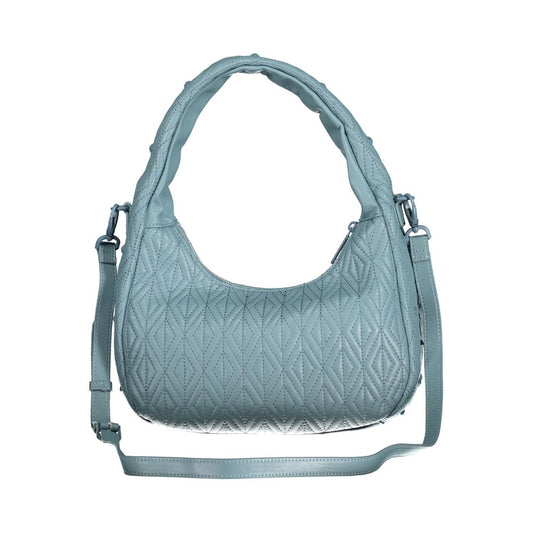 Blue Polyurethane Women Shoulder Bag