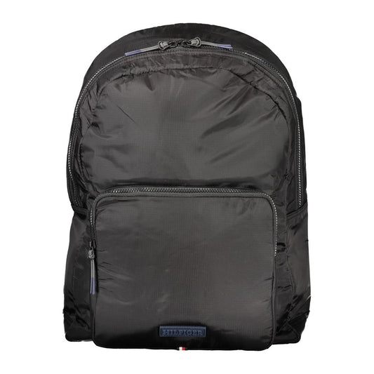Black Polyurethane Men Backpack