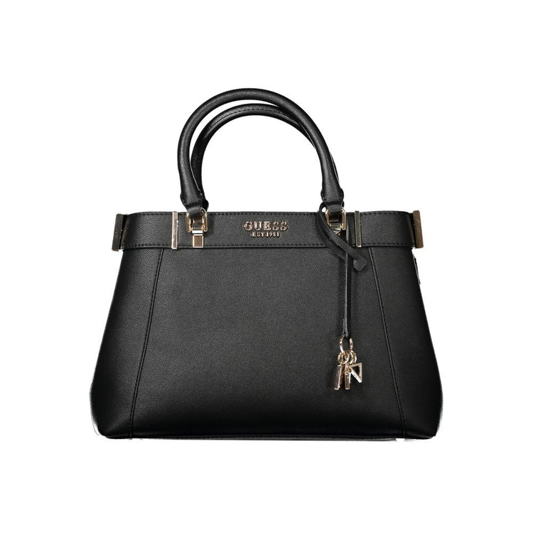 Black Polyurethane Women Handbag