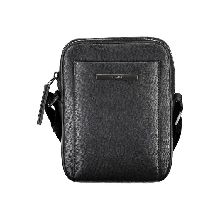 Black Polyurethane Men Shoulder Bag