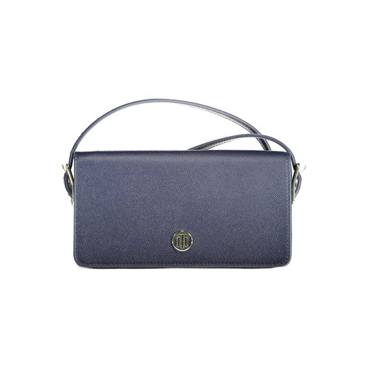 Blue Polyurethane Women Handbag