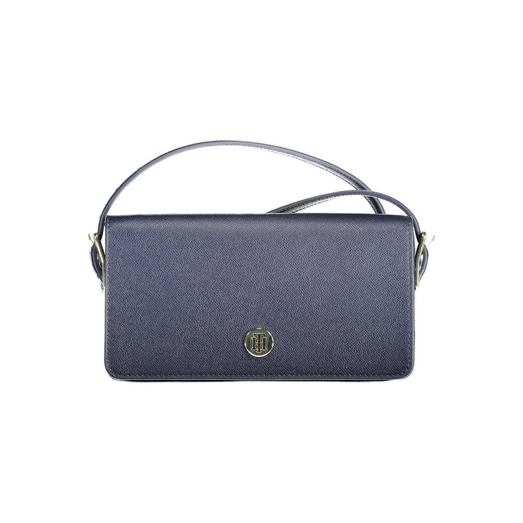 Blue Polyurethane Women Handbag