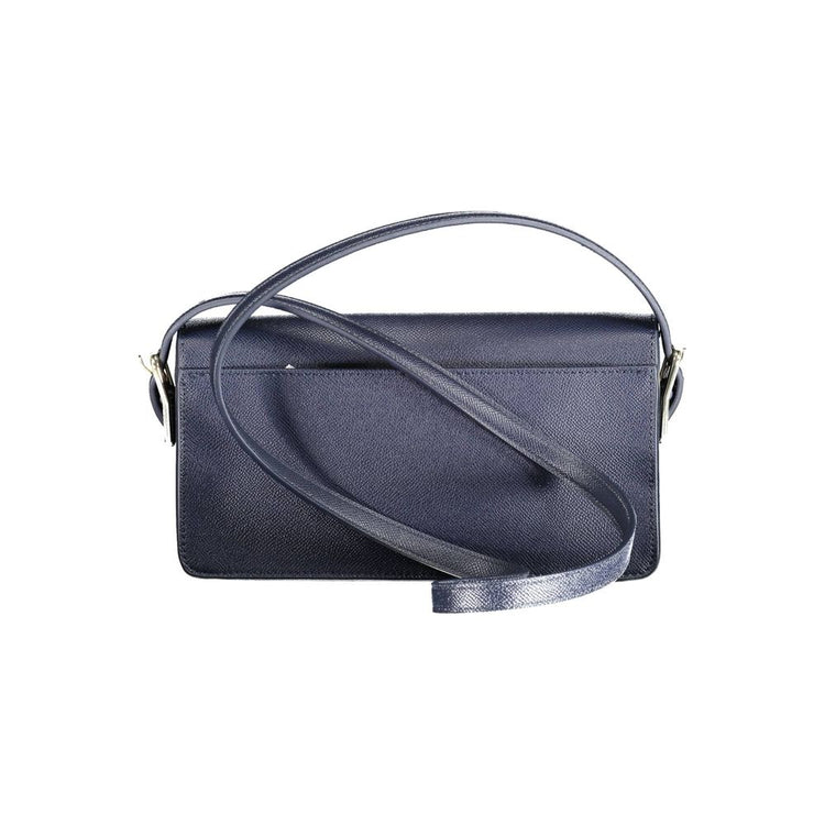 Blue Polyurethane Women Handbag