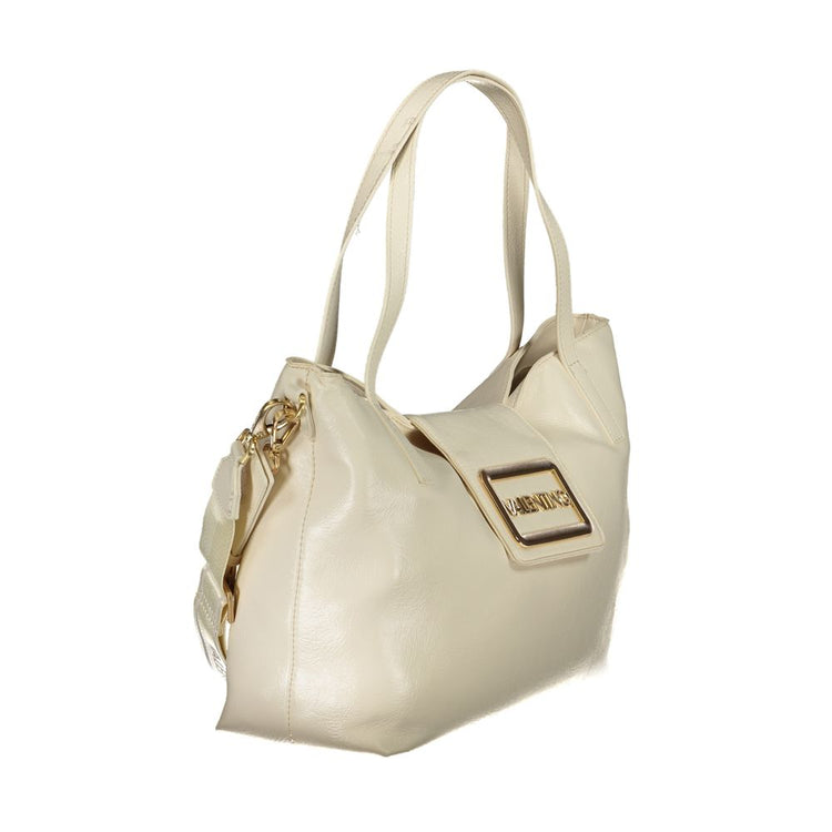 Beige Polyurethane Women Handbag