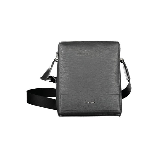 Black Polyurethane Men Shoulder Bag