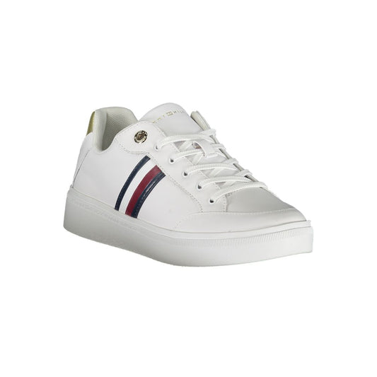 White Polyurethane Women Sneaker