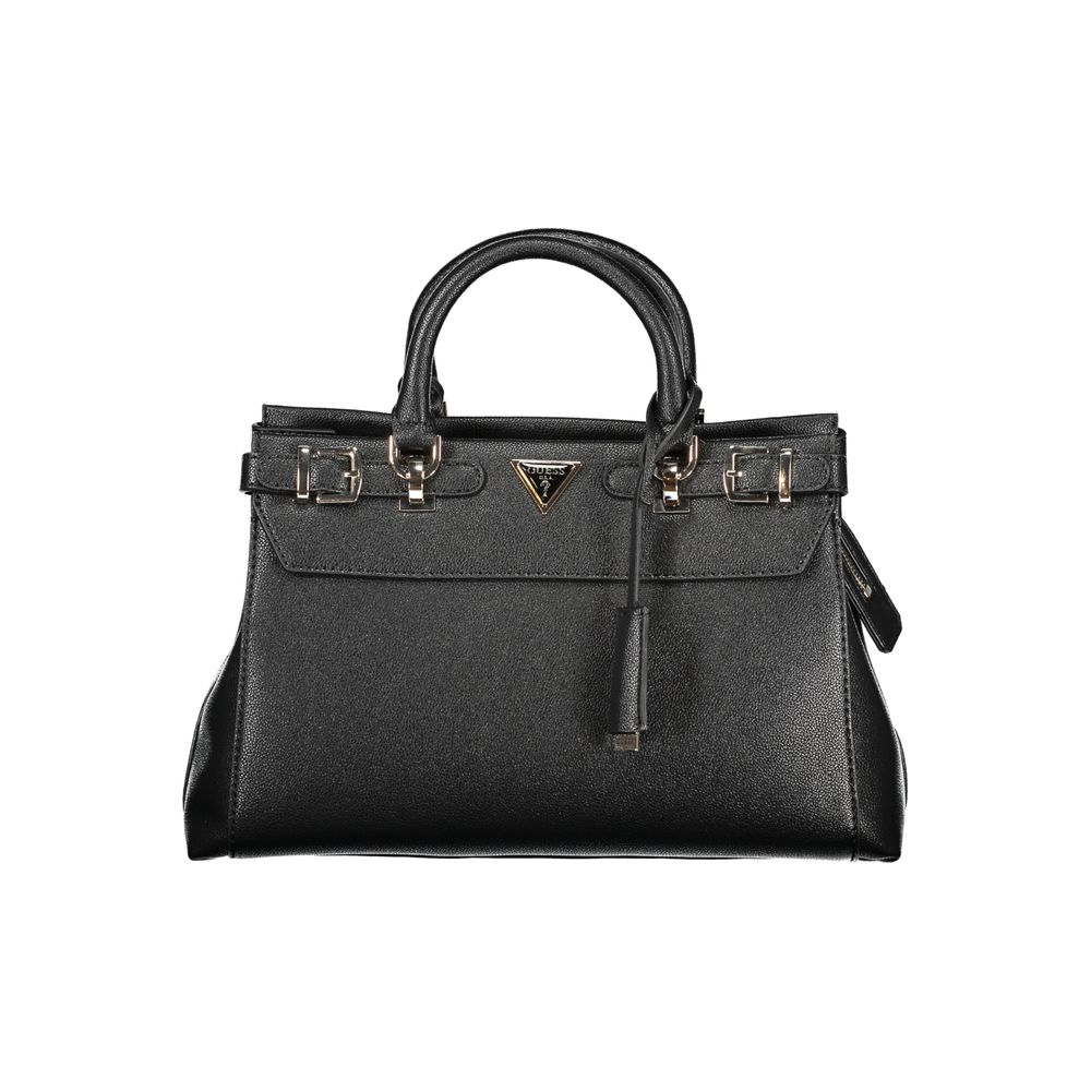Black Polyurethane Women Handbag